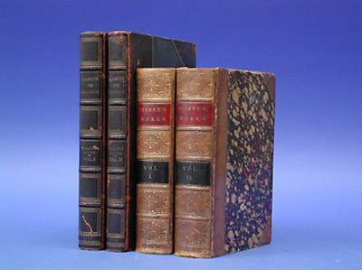 Leather bound books by Sterne and Pater