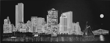 Lower Manhattan Skyline at Night