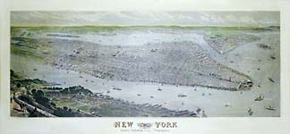 Large Centennial Bird's-eye View of New York City -- 1876