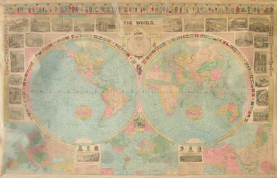 Double Sided US Map on Rollers