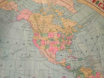 Double Sided US Map on Rollers