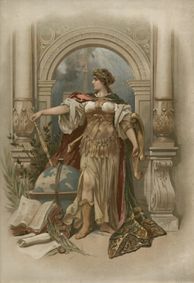 Allegorical Print with Globe