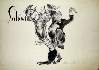 Lobster and Man Dancing Illustration