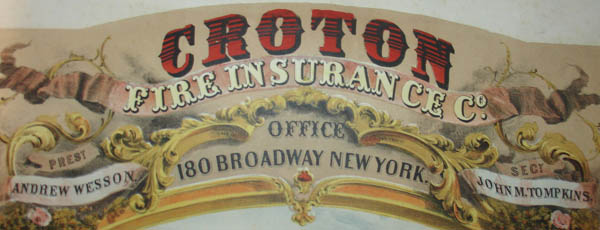 Croton Fire Insurance Company Advertising Broadside, Croton Dam View