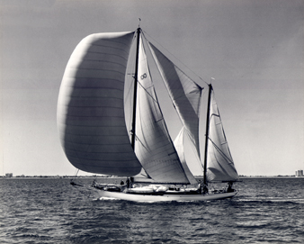 Regatta Yacht, black and white photograph