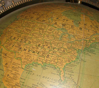 Rand McNally globe detail
