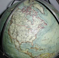 U.S. map on globe