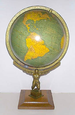 Globe with Atlas base in Deco style