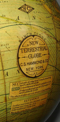 Detail of C.S. Hammond 8-Inch Terrestrial Table Globe