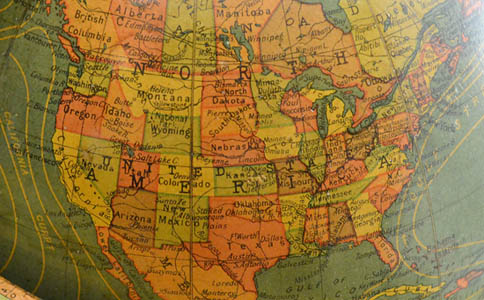Kittinger and W. & A.K. Johnston 8-Inch Terrestrial Table Globe, detail