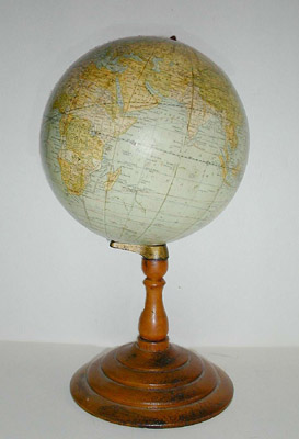 Eight-Inch Terrestrial Table Globe on Turned Maple Round Stepped Base