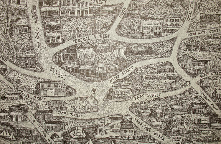 Nantucket Town pictorial map