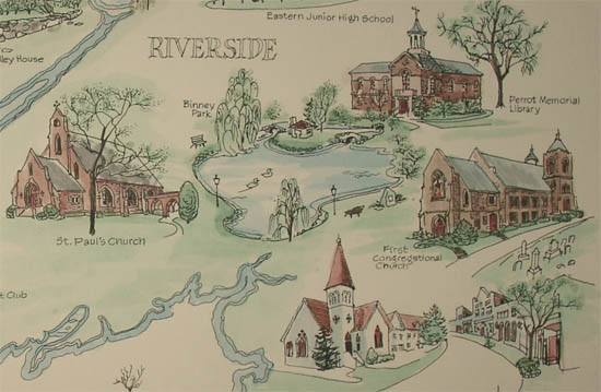 版画 / グリニッジコネチカット州 George Glazer Gallery - Antique Maps - Town of Greenwich