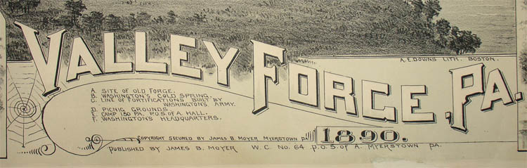 Bird's-Eye View of Valley Forge, Pennsylvania detail