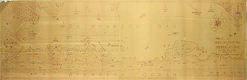 Rare Hamptons Illustrated Bird and Recreational Map for Snipe Hunters