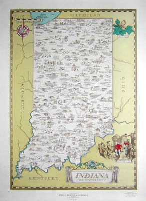 Indiana Hoosier Pictorial Map