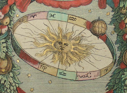 Detail of sun with zodiac ring