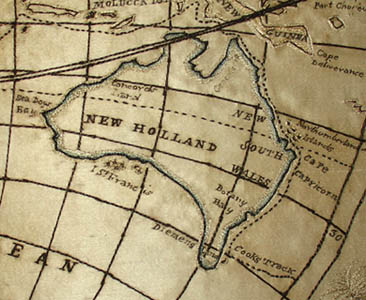 Silk Embroidered Double Hemisphere World Map detail