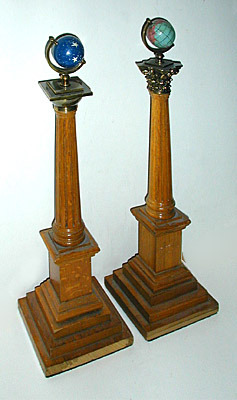 Pair of Miniature Masonic Globes on Columns