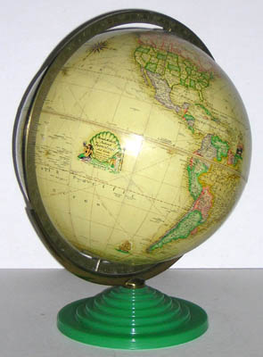 Rand McNally Art Deco Globe with Green Glass Base