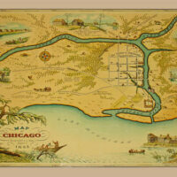 Pictorial Map, Chicago, Incorporated as a Town August 5, 1833