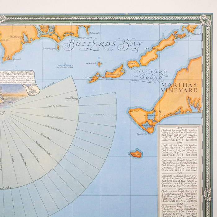 Pictorial Map, Chart of the America's Cup, 1934, detail