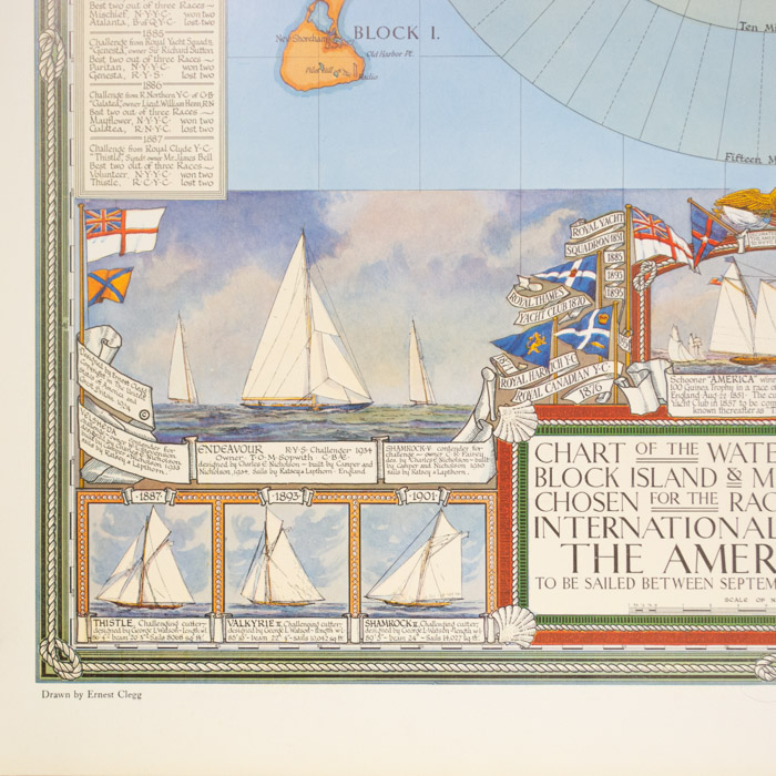Pictorial Map, Chart of the America's Cup, 1934, detail