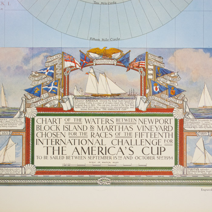 Pictorial Map, Chart of the America's Cup, 1934, detail