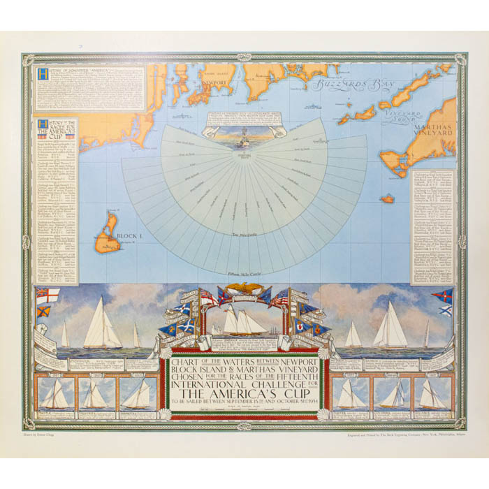 Pictorial Map, Chart of the America's Cup, 1934