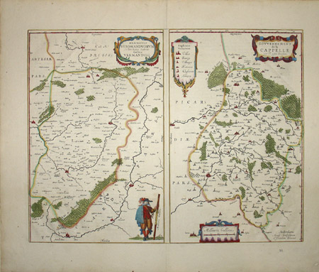 Descriptio Veromanduorum Auctore Ioanne Suthonio. Gallice Vermandois./ Gouvernement de la Cappelle par P. petit Bourbon.