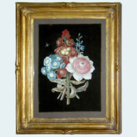 Bouquet Flower Study with Auriculas and Lady Bug, framed