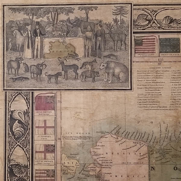 Detail of map corner illustration of Europe.