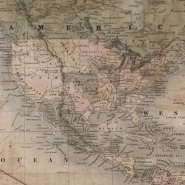 Detail of North America and Central America.