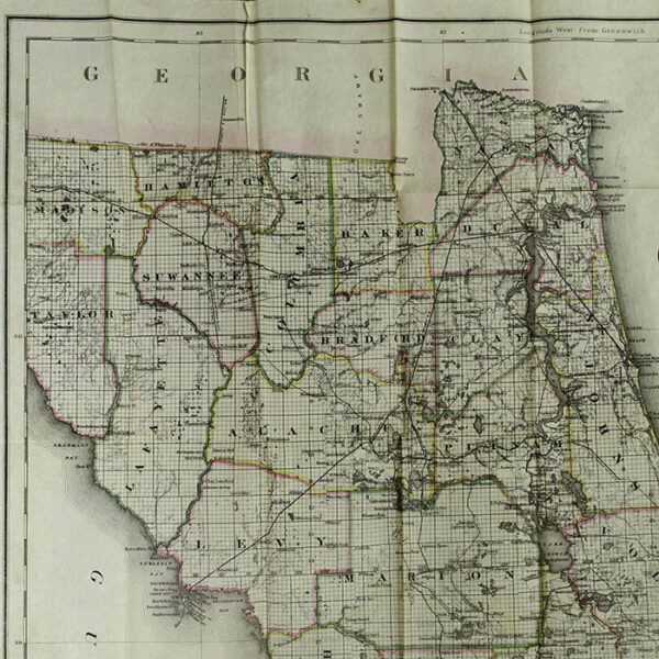 Colton New Sectional Map of the State of Florida, pocket map, detail