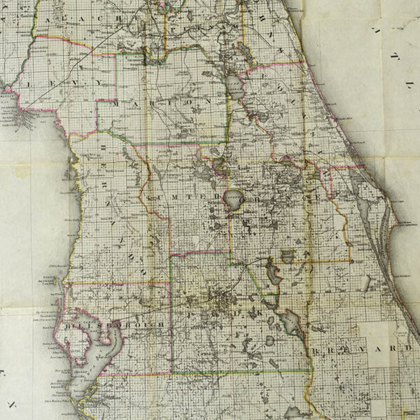 Colton New Sectional Map of the State of Florida, pocket map, detail