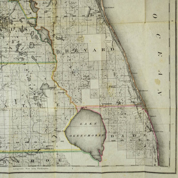 Colton New Sectional Map of the State of Florida, pocket map, detail