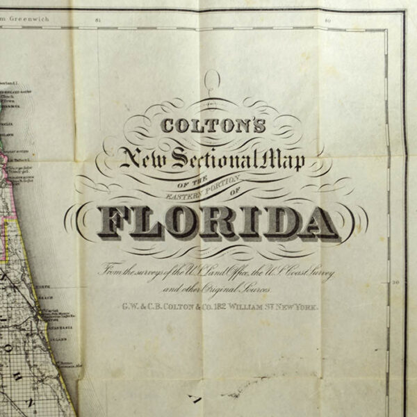 Colton New Sectional Map of the State of Florida, pocket map, detail