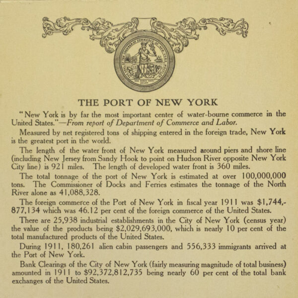 Map, New York City, Port of New York Aero View, C.P. Gray, Antique Print, 1912 Glazer