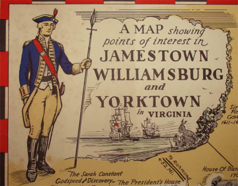 Map, Virginia, Jamestown, Williamsburg and Yorktown, Pictorial ...