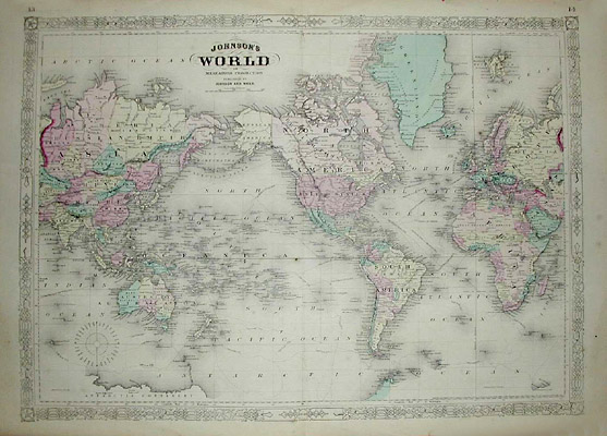 World Map, World on Mercator's Projection