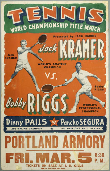 World Championship Tennis Poster Kramer vs Riggs