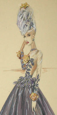 Katie Kuhn Fashion Design: Detail of Yellow Roses Evening Gown.