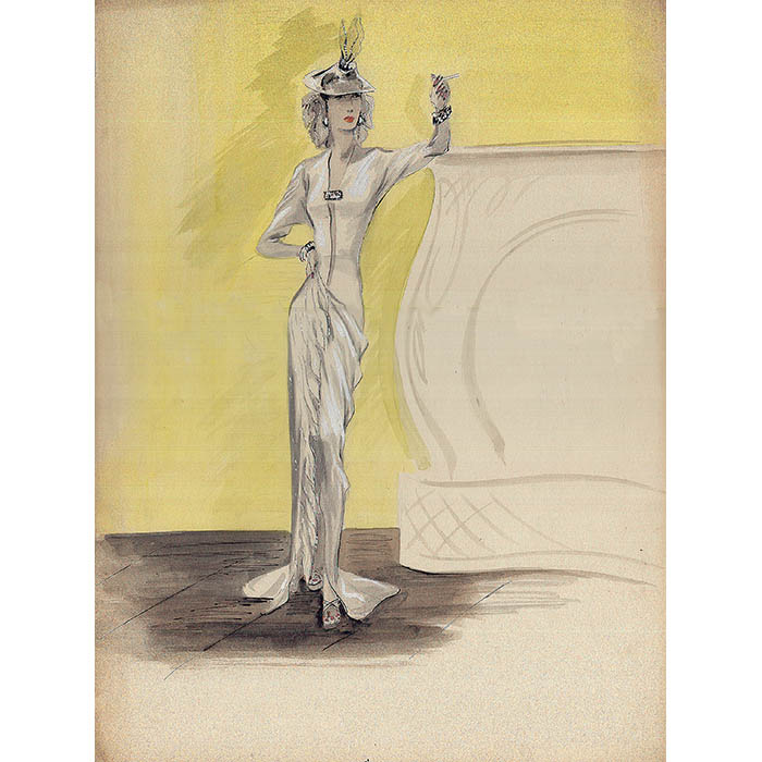 Katie Kuhn Costume Design: Long-Sleeved Evening Gown and Hat Fashion Design