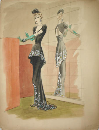 Katie Kuhn Fashion Design: Black Two-piece Embroidered Gown