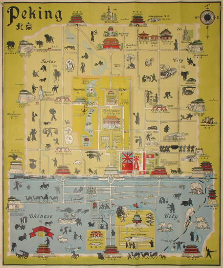 Pictorial Map, Peking, by John Kirk Sewall