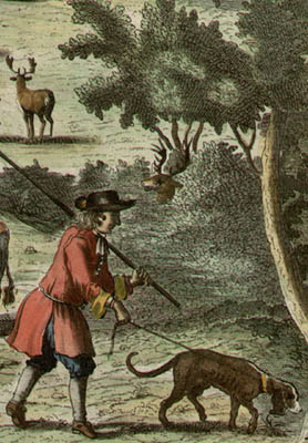 Detail of The Harborer with ye Blood Hound for harbouring the Stagg