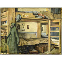Military Barracks Bunk Bed Vintage Painting
