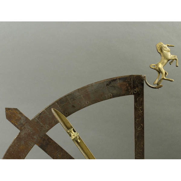 Iron Quadrant, detail of brass unicorn