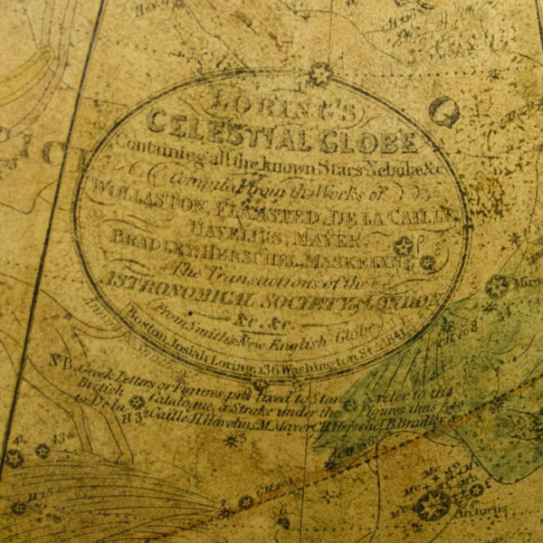 Josiah Loring 12-Inch Celestial Globe, cartouche