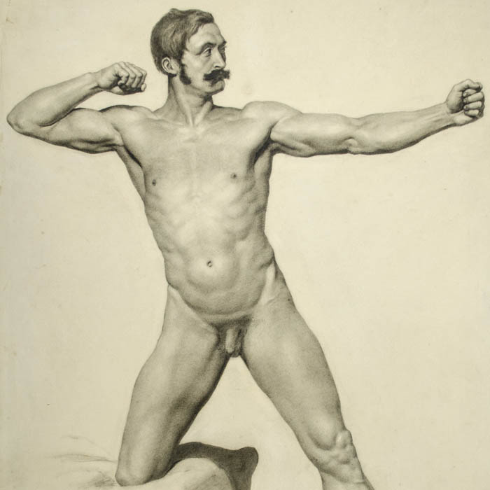 Male Nude, Archer Pose, detail